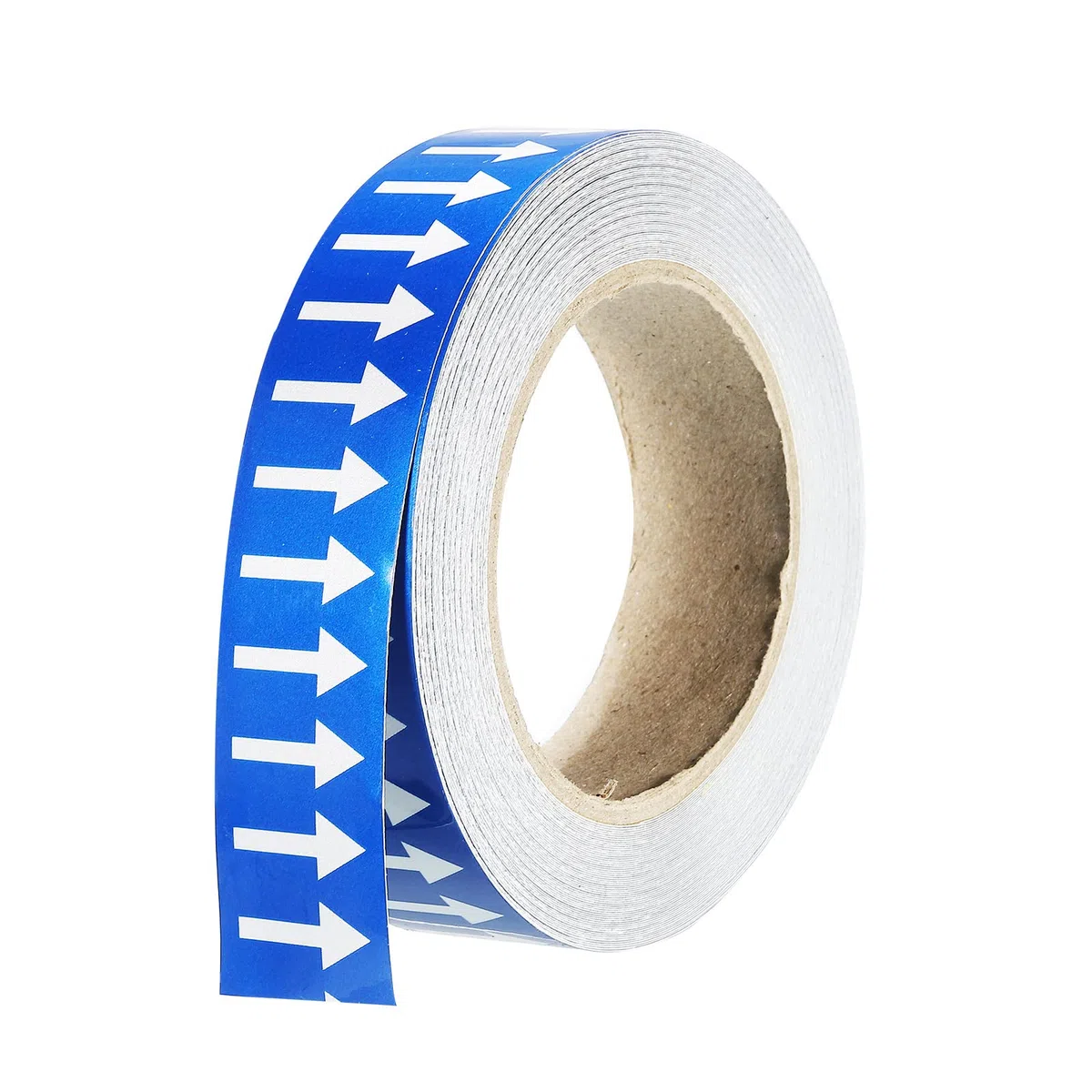 PATIKIL Blanco sobre Azul Color Flecha Cinta Vinilo Pegatinas Flecha Etiquetas 30mm/1,2" para Tubo Marcadores, 1 Rollo