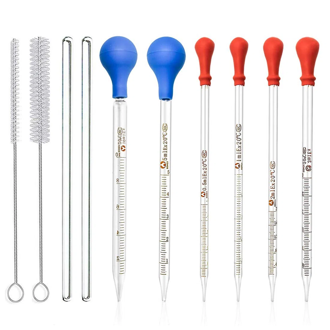 Pipetas Cuentagotas, JESSTOLO 6pcs Pipetas de laboratorio Escala de Cristal Línea Vidrio Pipeta para Laboratorio Cuentagotas de Vidrio Pipeta con Capucha de Goma Azul