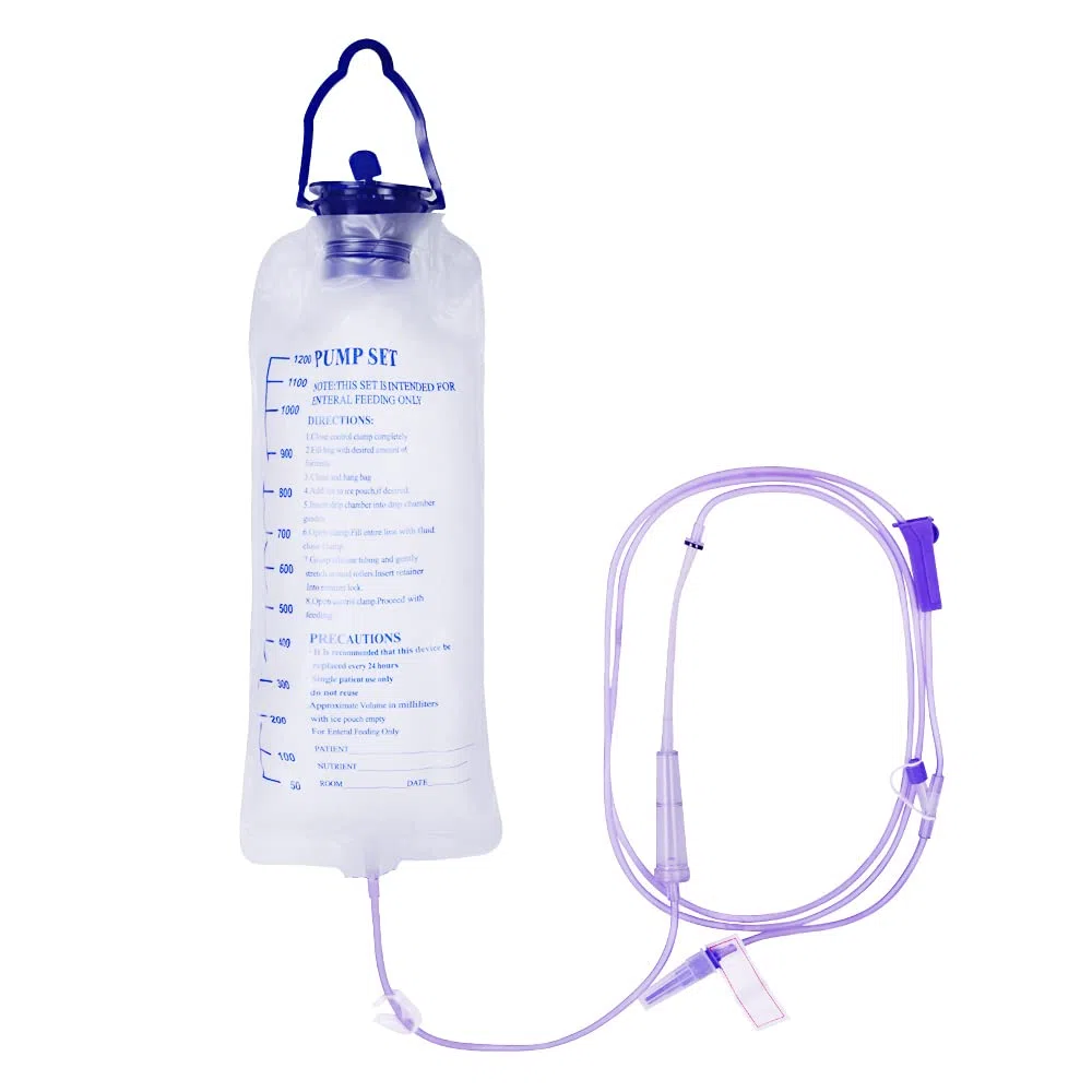 Bolsa de enteral reutilizable Kit de bolsas de enteral, bolsa de nutrición de 1200ML Bolsa de alimentación de gran calibre bolsa de gravedad desechable