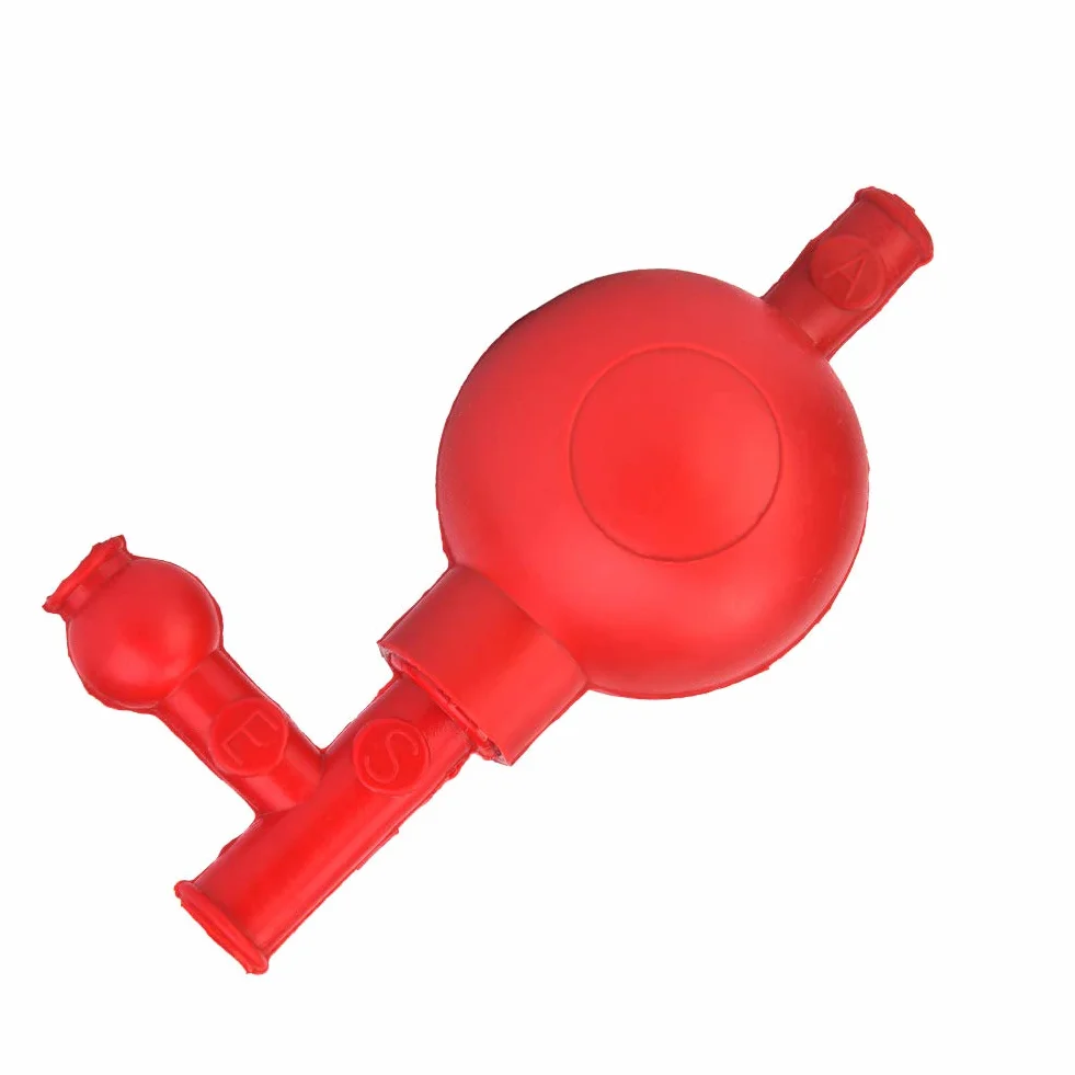 Bombilla de Succión de Goma de Laboratorio con 3 Válvulas, Duradera, Resistente a la Corrosión para una Succión de Presión Segura en Laboratorios Industriales, Agrícolas y (rojo)