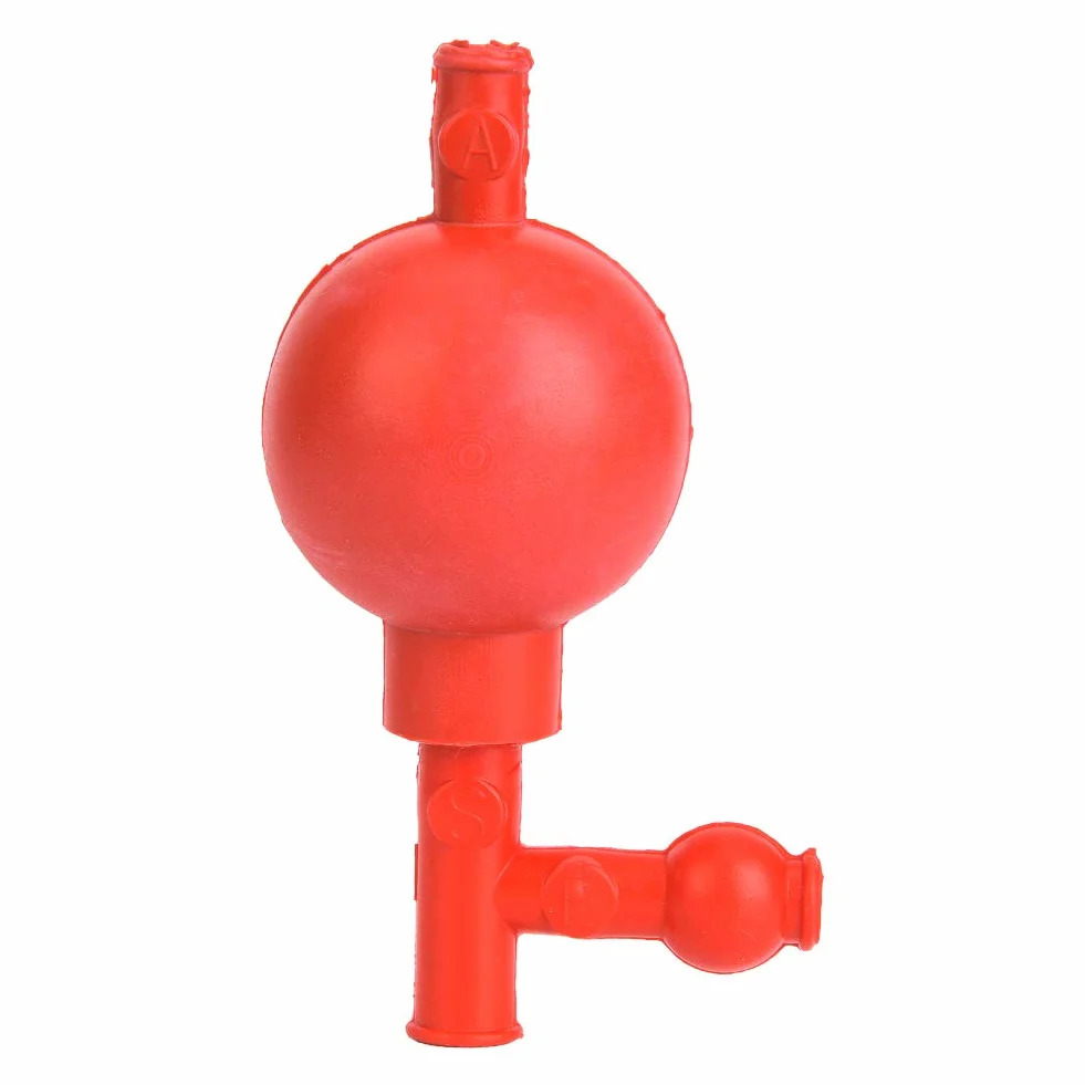 Llenador de Pipeta de Goma, Bola de Pipeta Cuantitativa Segura con Bombilla de Succión de Goma de Lapara Boratorio con 3 Aberturas Roja